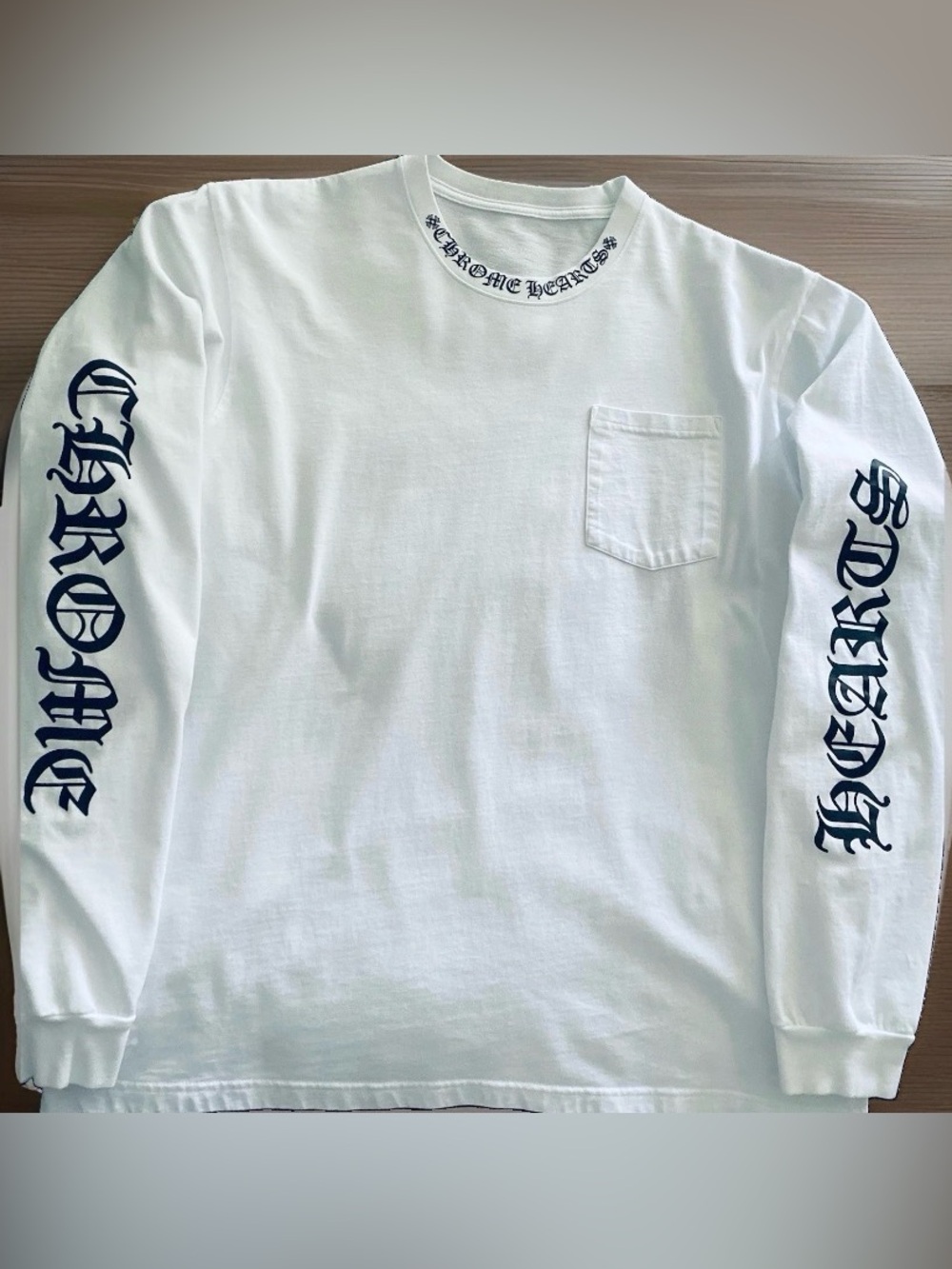 Chrome Hearts neck logo, long sleeve pocket t-shirt